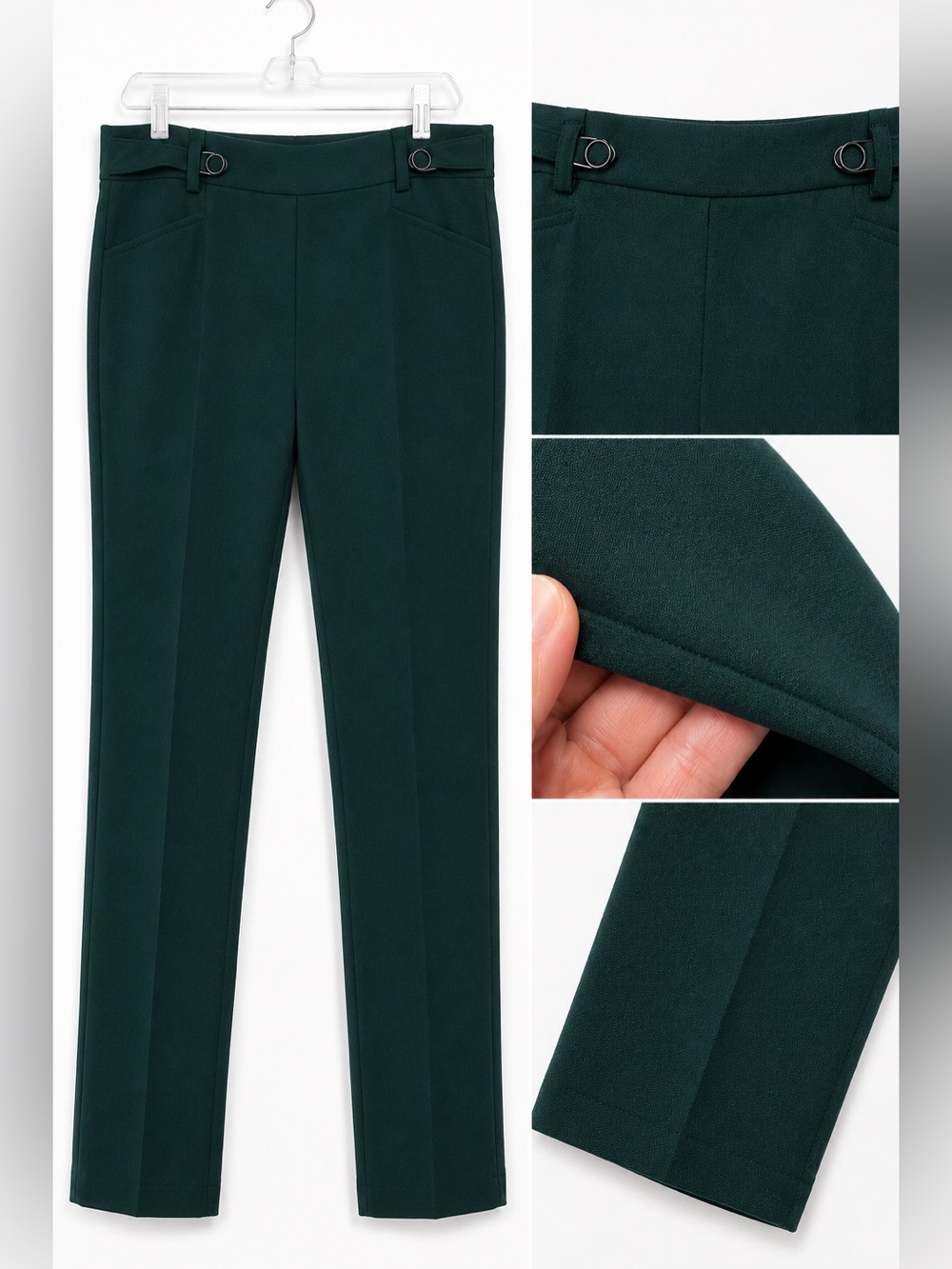 Women's Emerald green Straight-Leg Ponte Pants